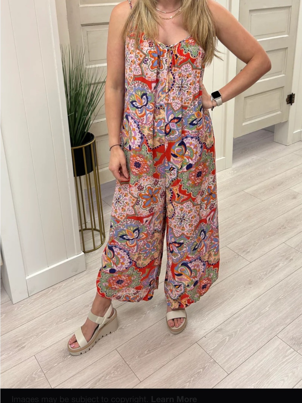 easel Multicolor Floral Paisley Wide-Leg Jumpsuit 23 PTP